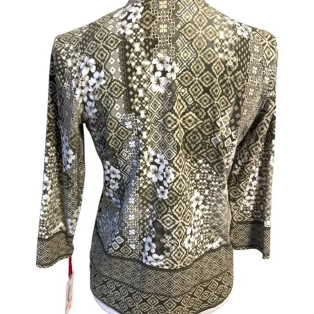 ❤️NWT RUBY RD. SAGE GREEN PRINT TOP w/GROMMET DETAIL SMALL/PETITE - Picture 5 of 9